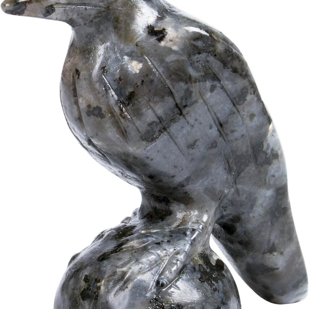 Natural Shimmer Stone Raven Figurines,2 Inch Healing Crystal Animal Statues,Luck